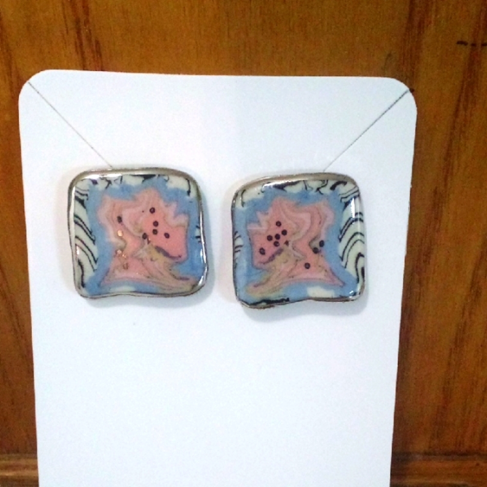 Vintage Enamel Statement Earrings